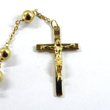 将图片加载到图库查看器,18k yellow gold Rosary necklace Miraculous medal & Jesus Cross, 5mm spheres, 25"