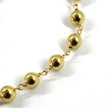 将图片加载到图库查看器,18k yellow gold Rosary necklace Miraculous medal & Jesus Cross, 5mm spheres, 25"