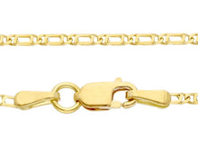 Load image into Gallery viewer, SOLID 18K YELLOW GOLD CHAIN NECKLACE THIN TIGER EYE OVAL FLAT LINKS 2mm, 22"