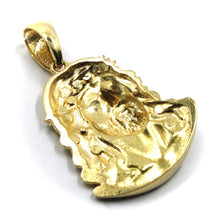 Cargar imagen en el visor de la galería, 18k yellow gold Ecce Homo Jesus Christ face incredibly detailed big 33mm pendant with cubic zirconia.