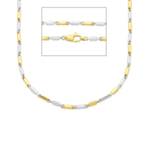 Load image into Gallery viewer, 18K YELLOW WHITE GOLD CHAIN MINI BONE ALTERNATE TUBE LINK 1.5 MM, 20 INCHES