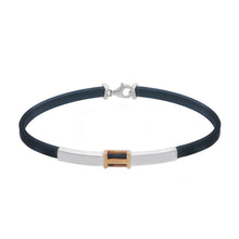 Load image into Gallery viewer, SOLID 18K ROSE WHITE GOLD BRACELET 4mm SQUARED TUBE PLATE AND BLACK RUBBER 8.3"