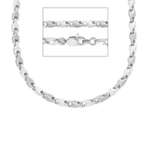 Load image into Gallery viewer, 18k white gold chain necklace alternate drop ondulate two sides tube links, 20"