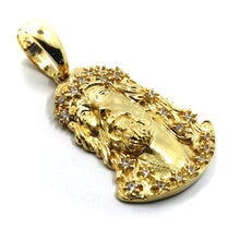 Cargar imagen en el visor de la galería, 18k yellow gold Ecce Homo Jesus Christ face incredibly detailed big 33mm pendant with cubic zirconia.