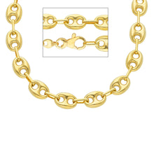 Load image into Gallery viewer, 18k yellow gold mariner chain big ovals 8 mm, 20 inches, anchor rounded puffed necklace