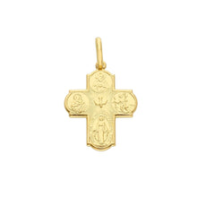Load image into Gallery viewer, SOLID 18K YELLOW SCAPULAR 4 WAY CROSS SACRED HEART MIRACULOUS CHRISTOPHER CARMEL MEDAL, 21MM