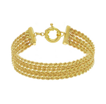 Load image into Gallery viewer, 18k yellow gold multi-strand 6 ropes wires braided bracelet 11 mm wide, 7.5"