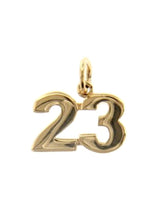 Load image into Gallery viewer, 18K YELLOW GOLD NUMBER 23 TWENTY THREE PENDANT CHARM .7 INCHES 17 MM MADE ITALY