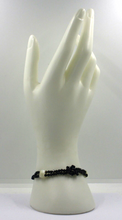 Load image into Gallery viewer, 18k white gold 7.3" multi wires knot bracelet with black spinel, mother of pearl