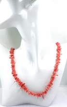 Load image into Gallery viewer, 18k yellow gold necklace 20" with tube pink bamboo coral length 5-15mm