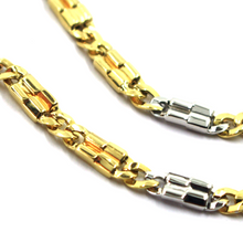 Load image into Gallery viewer, solid 18k yellow white gold chain rectangles and ovals alternate flat 5mm, 24"