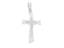 Load image into Gallery viewer, Solid 18k white gold flat cross very luster, satin in the center made in Italy