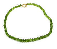 Load image into Gallery viewer, 18k yellow gold necklace 16" with 5mm green natural peridot faceted ovals