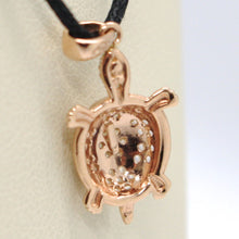Load image into Gallery viewer, 18K ROSE GOLD TURTLE ZIRCONIA PENDANT CHARM, 23 mm 0.9 inches