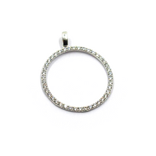 Load image into Gallery viewer, 18k white gold diameter 25mm circle hoop round pendant with white cubic zirconia