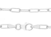 Load image into Gallery viewer, solid 18k white gold bracelet rounded tube oval paper clip 2.5x7mm link, 7.5"