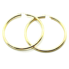Load image into Gallery viewer, 18K YELLOW GOLD ROUND CIRCLE EARRINGS DIAMETER 60 MM, WIDTH 3 MM, MADE IN ITALY
