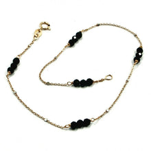 Load image into Gallery viewer, 18K ROSE WHITE GOLD ANKLET 9.8" 25cm WITH FACETED BLACK SPINEL DIAMETER 3mm