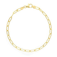 Load image into Gallery viewer, solid 18k yellow gold bracelet rounded tube oval paper clip 3x8mm link, 7.5"