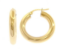 Load image into Gallery viewer, 18K YELLOW GOLD ROUND CIRCLE EARRINGS DIAMETER 15 MM, WIDTH 4 MM, MADE IN ITALY