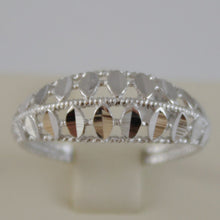 Load image into Gallery viewer, SOLID 18K WHITE GOLD BAND RING LUMINOUS AND BRIGHT, FINELY WORKED MADE IN ITALY