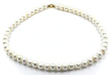 Cargar imagen en el visor de la galería, Collar de oro amarillo de 18 quilates de 20", perlas blancas de agua dulce barrocas de 8,5/9 mm