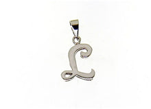 Charger l'image dans la galerie, PENDENTIF LUSTRE EN OR BLANC 18 CARATS AVEC INITIALE L LETTRE L FABRIQUÉ EN ITALIE 0,71 POUCE