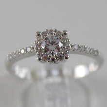 Load image into Gallery viewer, SOLID 18K WHITE SOLITAIRE ROSE FLOWER GOLD RING LUMINOUS BRIGHT, MADE IN ITALY