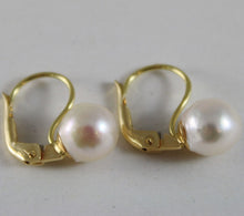 Load image into Gallery viewer, SOLID 18K YELLOW GOLD LEVERBACK EARRINGS WITH AKOYA PEARLS 8 MM, MADE IN ITALY