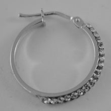 Load image into Gallery viewer, 18K WHITE GOLD CIRCLE HOOPS EARRINGS WITH ZIRCONIA BRIGHT