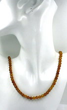 Load image into Gallery viewer, 18k yellow gold necklace 20", brown jade round faceted 6mm beads spheres balls