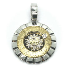 Load image into Gallery viewer, 18K YELLOW WHITE GOLD ZODIAC SIGN ROUND BIG 29mm DIAMOND SUN ZODIACAL PENDANT