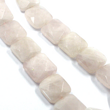 Load image into Gallery viewer, 18k yellow gold necklace 16" with 13mm natural square faceted rose pink quartz