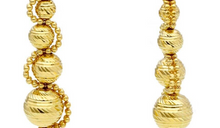 Load image into Gallery viewer, 18k yellow gold necklace 18" diamond cut 3-8mm spheres with double balls frame