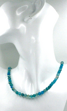 Load image into Gallery viewer, 18k yellow gold necklace 16", blue jade round faceted 6mm beads spheres balls