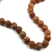 Load image into Gallery viewer, 18k yellow gold necklace 16" with 10mm brown agate faceted beads spheres balls