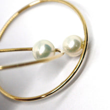 Cargar imagen en el visor de la galería, PENDIENTES DE ARO CIRCULARES EN ORO AMARILLO DE 18 QUILATES, TUBO DE 1,5 mm, DIÁMETRO DE 5 cm, PERLA COLGANTE