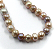 Cargar imagen en el visor de la galería, Pulsera de oro amarillo de 18 quilates de 7,9" con perlas barrocas de color púrpura, redondas/ovaladas, de 7-7,5 mm.