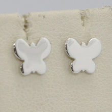 Load image into Gallery viewer, SOLID 18K WHITE GOLD EARRINGS FLAT BUTTERFLY, SHINY, SMOOTH, 8 MM, MADE IN ITALY