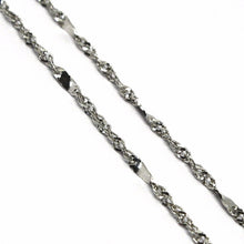 Load image into Gallery viewer, 18K WHITE GOLD CHAIN, 1.5 MM SINGAPORE ROPE SPIRAL ALTERNATE LINK, 19.7 INCHES