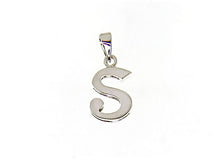 Charger l'image dans la galerie, PENDENTIF LUSTRÉ EN OR BLANC 18 CARATS AVEC INITIALE S LETTRE S FABRIQUÉ EN ITALIE 0,71 POUCE
