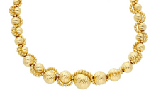 Load image into Gallery viewer, 18k yellow gold necklace 18" diamond cut 3-8mm spheres with double balls frame