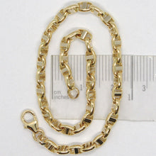 Load image into Gallery viewer, 18K YELLOW WHITE GOLD 3.5 MM OVAL NAVY MARINER BRACELET 8.30 IN 21 CM ITALY MADE