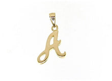 Load image into Gallery viewer, 18K YELLOW GOLD LUSTER PENDANT WITH INITIAL A LETTER A MADE IN ITALY 0.71 INCHES