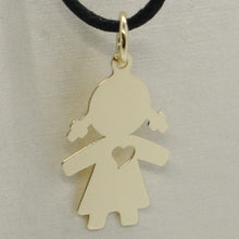 Load image into Gallery viewer, 18K YELLOW GOLD LUSTER PENDANT WITH GIRL BABY WITH HEART PERFORAT MADE IN ITALY