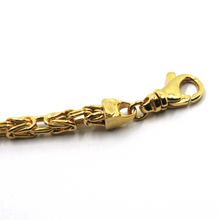 Load image into Gallery viewer, 18k yellow gold squared tubular 4.1mm byzantine chain necklace, 50cm 20" hollow