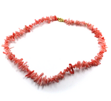 Load image into Gallery viewer, 18k yellow gold necklace 20" with tube pink bamboo coral length 5-15mm