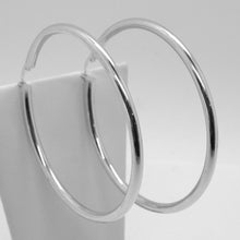 Load image into Gallery viewer, 18K WHITE GOLD ROUND CIRCLE EARRINGS DIAMETER 60 MM, WIDTH 3 MM, MADE IN ITALY