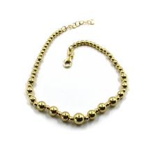 Cargar imagen en el visor de la galería, Pulsera de oro amarillo de 18k de 7,1" con bolas lisas alternas de 2,5-6 mm