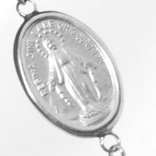 Load image into Gallery viewer, 18K WHITE GOLD ROSARY BRACELET, 5 MM SPHERES, CROSS & MIRACULOUS MEDAL